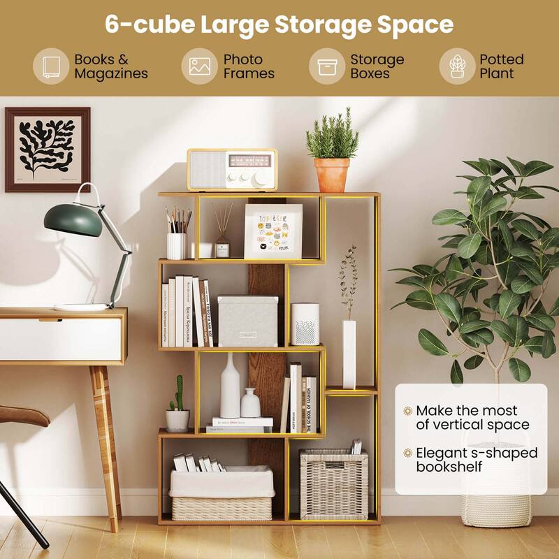 Costway 47" Open-back Geometric Bookshelf Home 6-Cube Large Bookcase - See Details