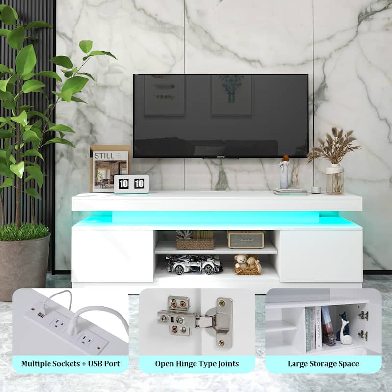 Multifunctional Storage High Gloss White TV Cabinet
