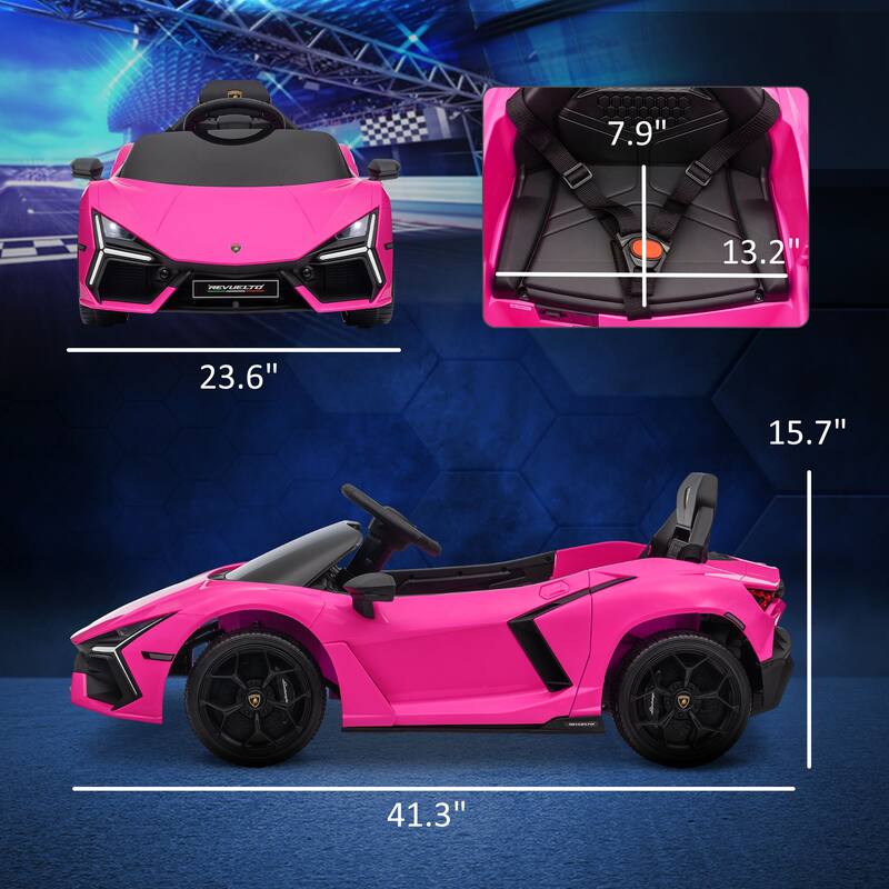Lamborghini Revuelto Licensed 12V Kids Electric Car, Hydraulic Doors, Remote Control, 3 Speeds, Music & Lights