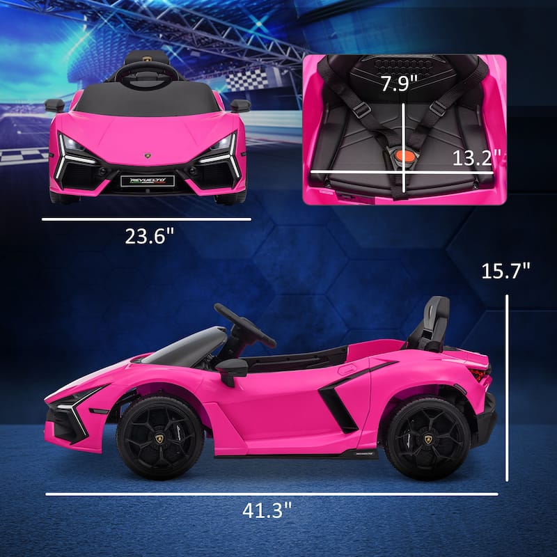Licensed Lamborghini Revuelto 12V Kids Ride-On Car, Battery-Powered with Music, Spring Suspension, Adjustable Speeds - Pink