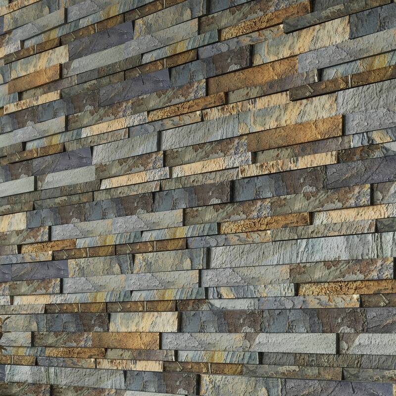 Linear Lines 6 in. x 12 in. Split Face Slate Wall Tile - Sunset Slate - 6 in. x 12 in.