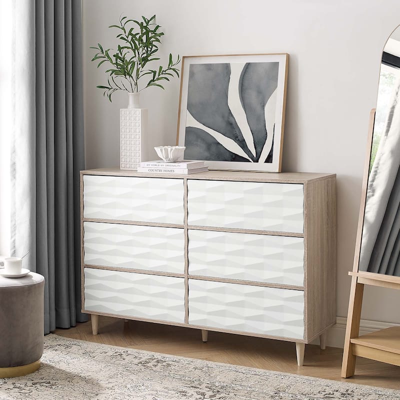 Vespera 6-Drawer Dresser - Oak White