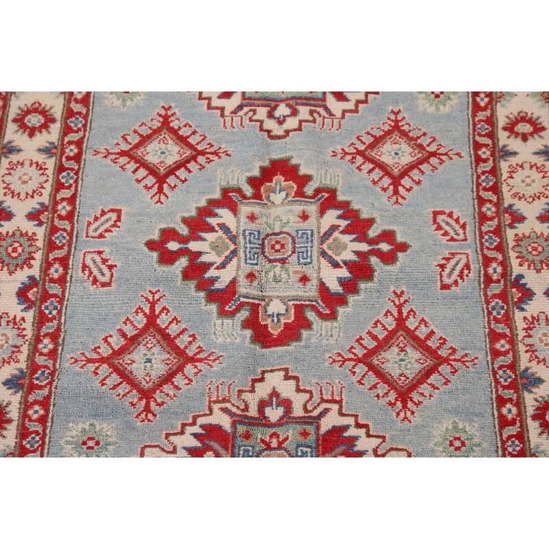 Blue Kazak Oriental Accent Rug Hand-Knotted Wool Carpet - 3'3"x 5'5"
