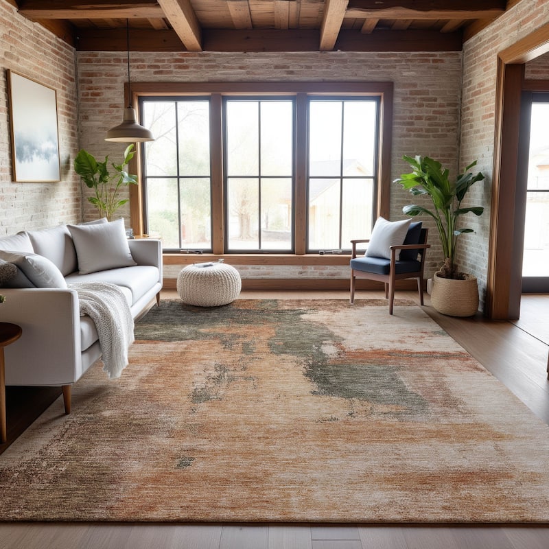 Premium Washable Super Soft Contemporary Mayfield Rug - Terracotta - 10' x 14'