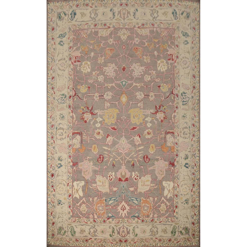 Hand Knotted Oriental 100% Wool Carpet Transitional All-Over Greys & Charcoal Oushak Area Rug - 13' 9'' X 10' 1''