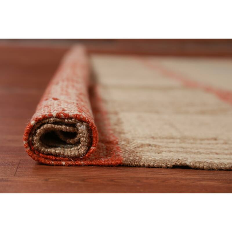 Hand Woven Oriental 100% Jute Carpet Southwestern Modern Multi-Colored Kilim Area Rug - 13' 5'' X 10' 8''