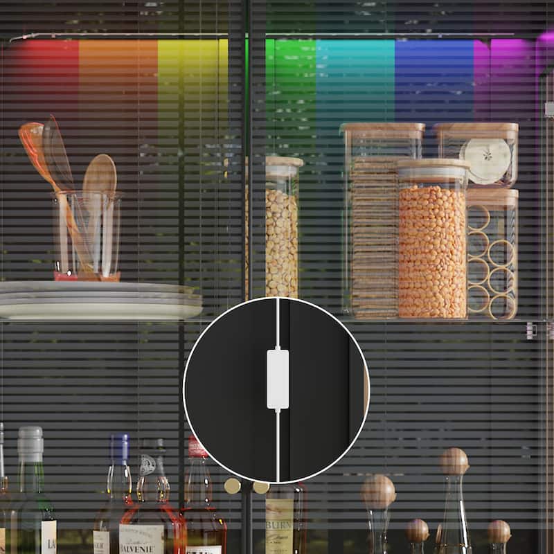 LED Glass Display Cabinet with Aluminum Alloy Frame Glass Door Showcase Wine Storage Cabinet