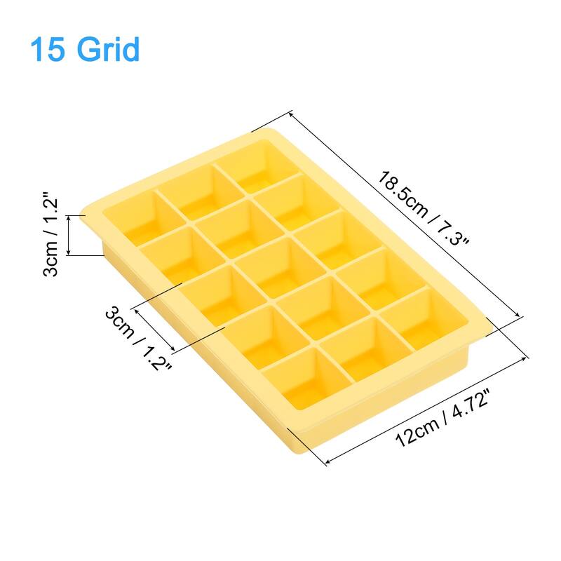 3 Pack Silicone Ice Cube Tray for Freezer 15 Cube Per Tray