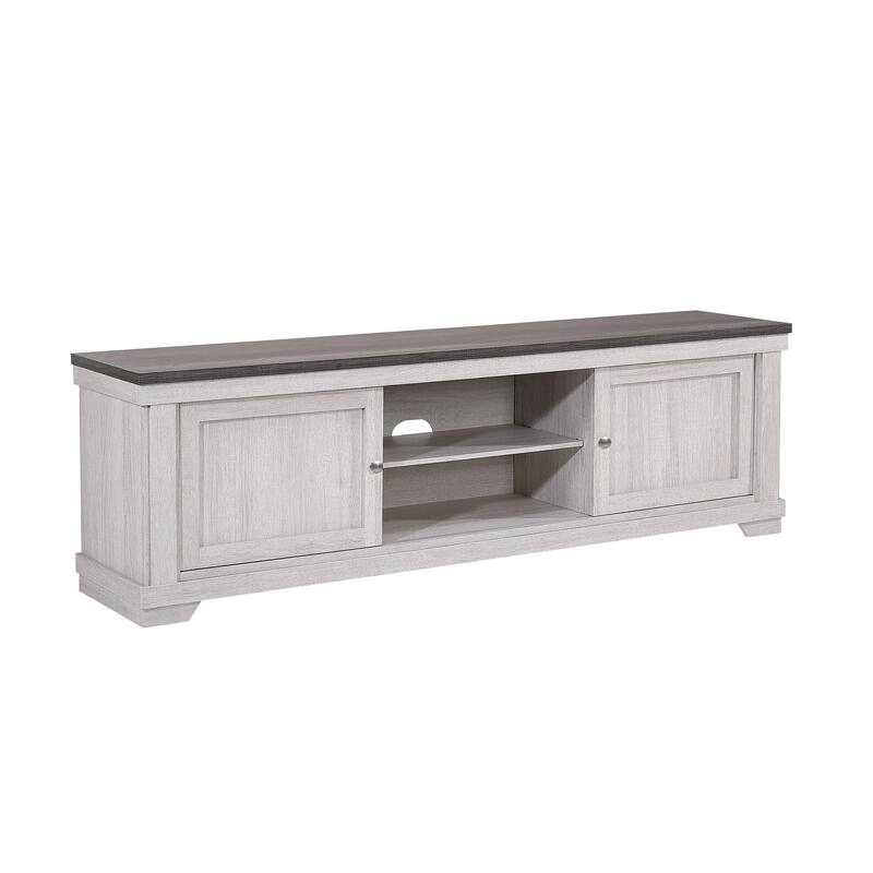 1pc Contemporary Entertainment Console TV Stand Weathered Wood Finish Living Room Furniture - Beige+Brown