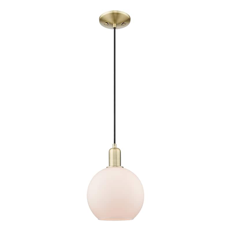 Innovations Lighting Endless Possibilities Arcadia - Athens - 1 Light 8" Cord Hung Mini Pendant - Antique Brass/Matte White