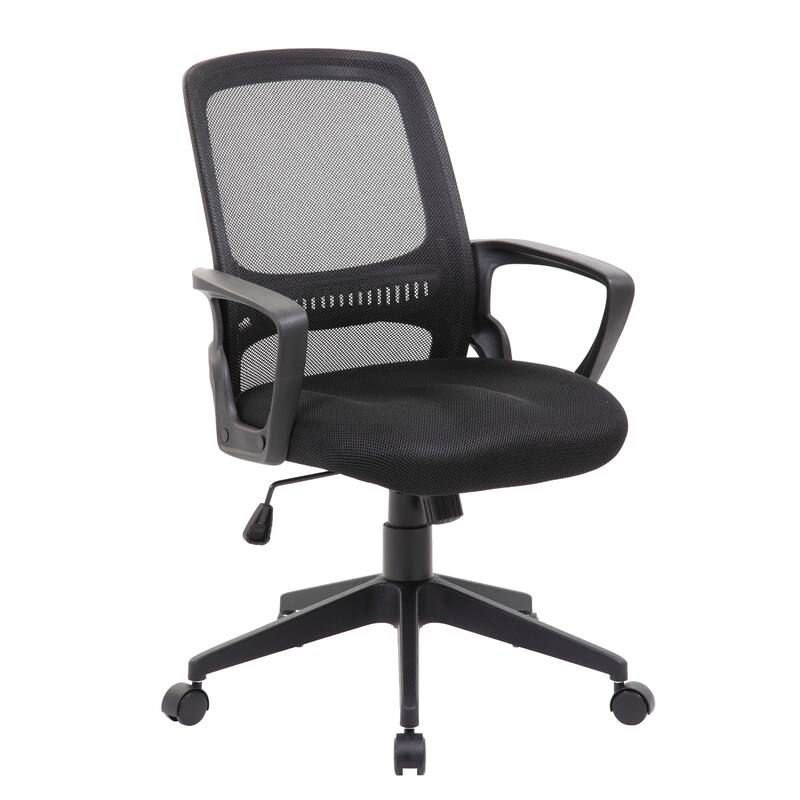 Rolling Task Chair, Black Mesh, Tilt Tension and Spring Tilt, Loop Arms
