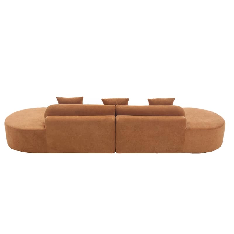 Modern Curved Fabric Sectional Sofa with Pillows for Living Room