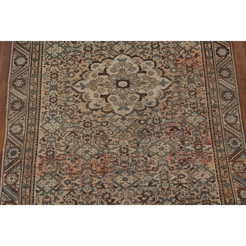 Hamedan Persian Vintage Area Rug Hand-Knotted Wool Carpet - 4'9" x 10'7"