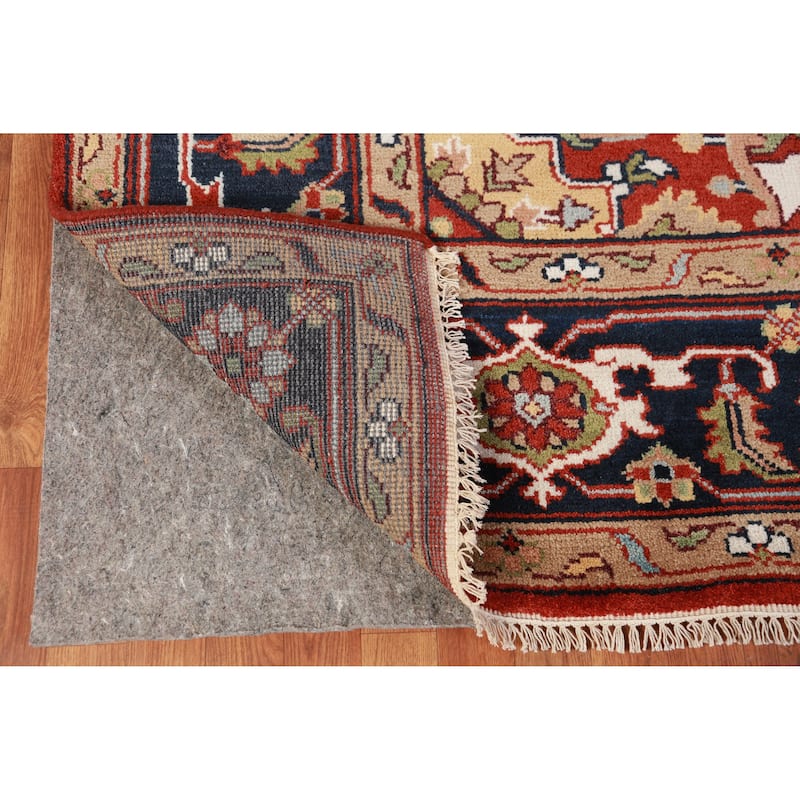 Hand Knotted Oriental 100% Wool Carpet Traditional Medallion Oranges & Rust Heriz (serapi) Area Rug - 11' 10'' X 9' 0''