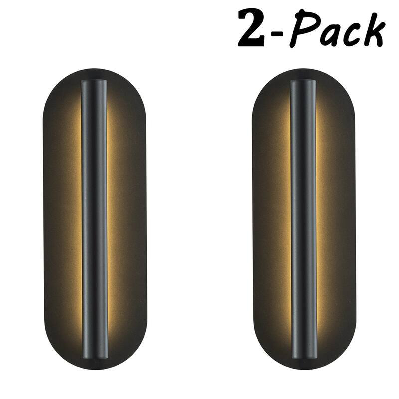 Oval Matte Black Wall Sconce with Acrylic Shade Modern Dusk to Dawn Outdoor Wall Light Waterproof Exterior Light Fixture(2 Pack)