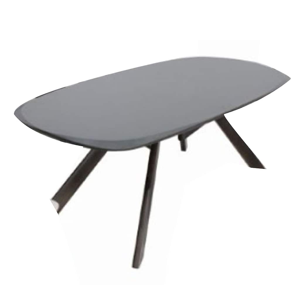 Ziva Dining Table, 3D Cut Edge, Black Solid Wood 83 Inch Rectangular