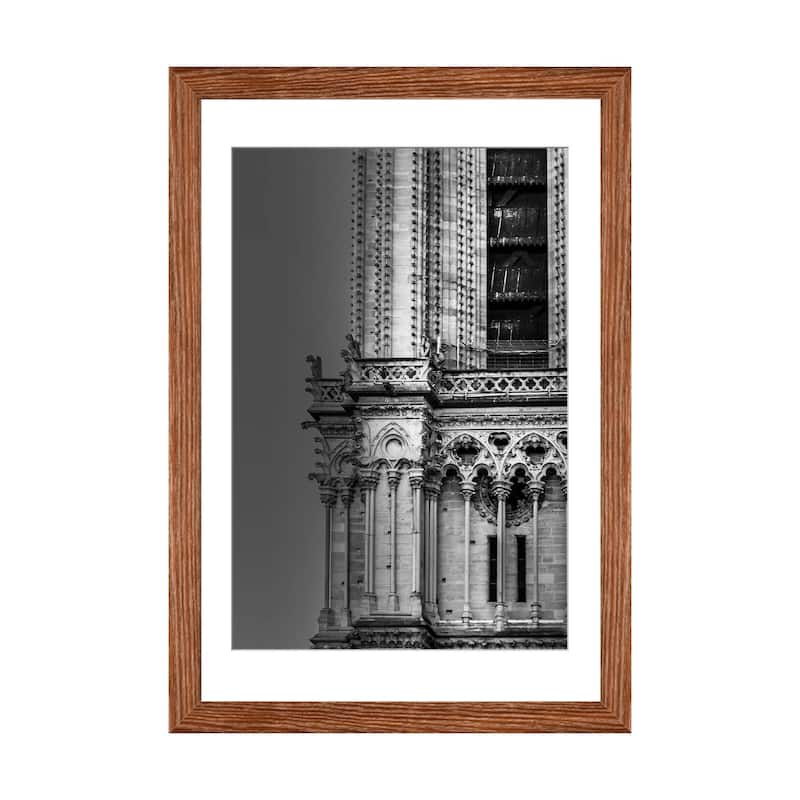 iCanvas "Paris In Black And White Notre-Dame Detail" by Alexandre Venancio PFA - Walnut - 24x16x1