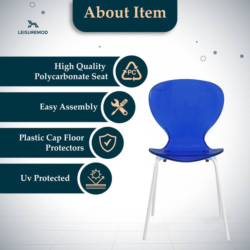 Stackable Plastic Dining Chair Transparent Modern Accent Side Chair for Indoor and Outdoor
