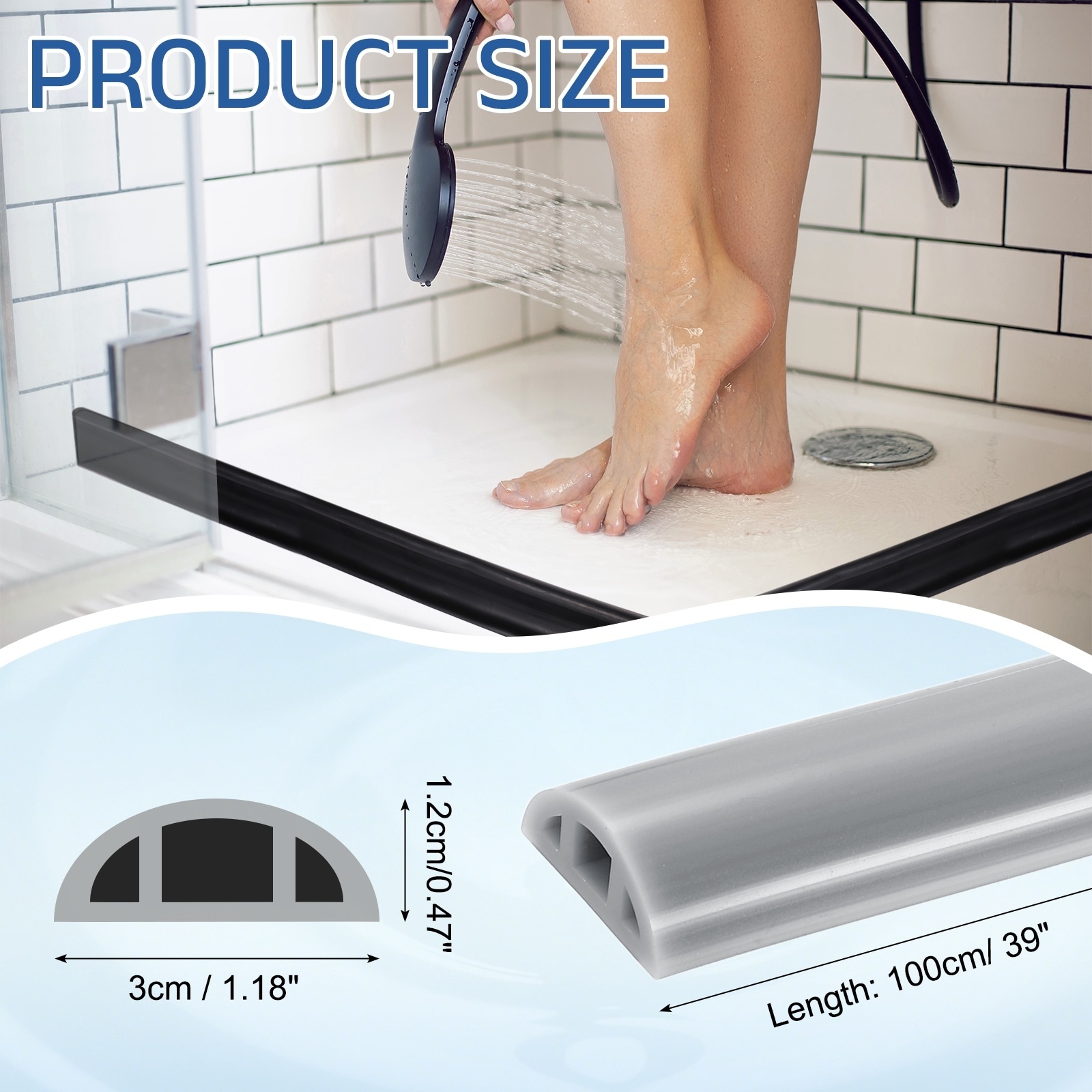 Shower Water Barrier, Silicone Splash Guard Shower
