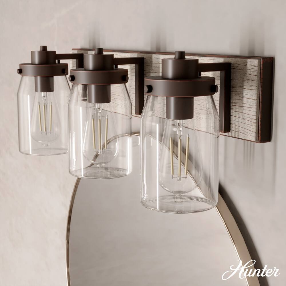 Hunter Devon Park Bathroom Vanity Wall Light, Damp Rated, Rustic, Farmhouse