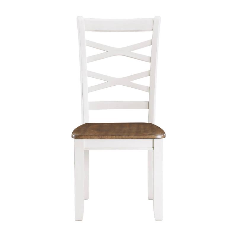Dobby 7pc Dinette Set, Table and 6 Dining Chairs, White Brown Wood