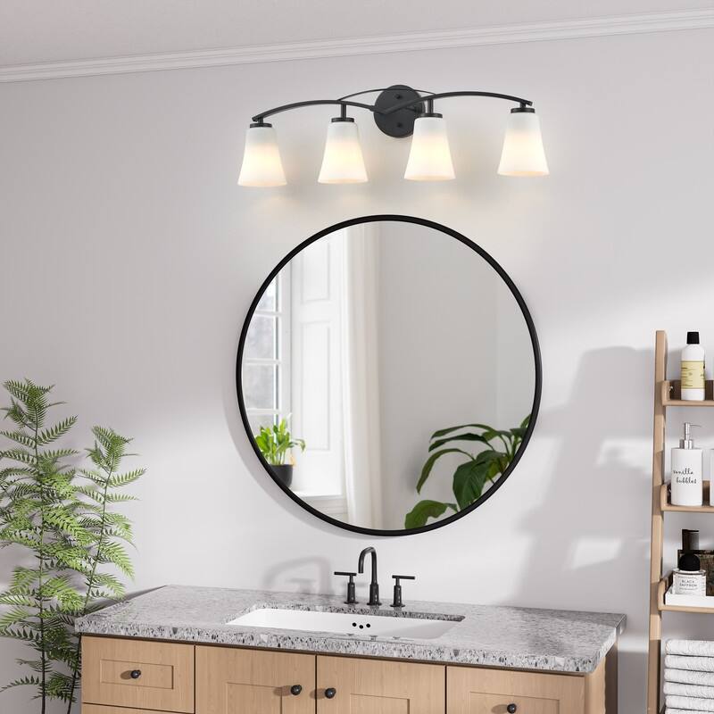 KAWOTI 3/4/5 Lights Dimmable Modern Bathroom Vanity Light with Opal Glass