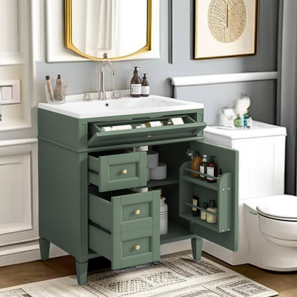 Bathroom Vanity With Sink 30''Farmhouse Bathroom Storage Cabinet with 3 Drawers Single Sink Bathroom Vanity