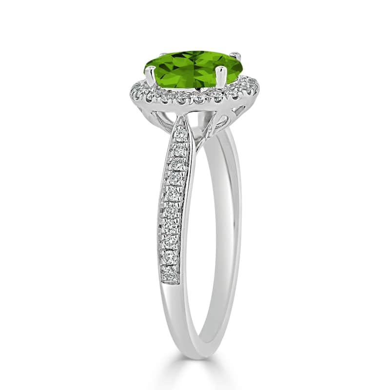 Auriya 1 9/10ct Fancy Oval Peridot Halo Diamond Engagement Ring 1/4ctw 14k Gold