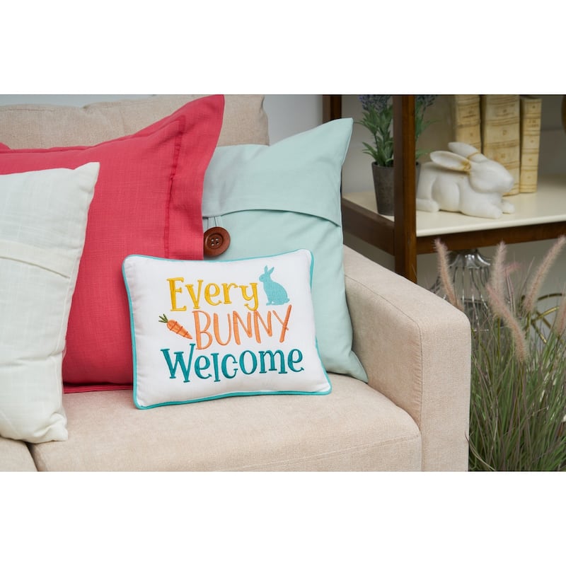 9" x 12" Every Bunny Welcome Embroidered Throw Pillow