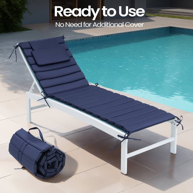 Pellebant Outdoor Chaise Lounge Cushions Patio Lounger Pad with Straps