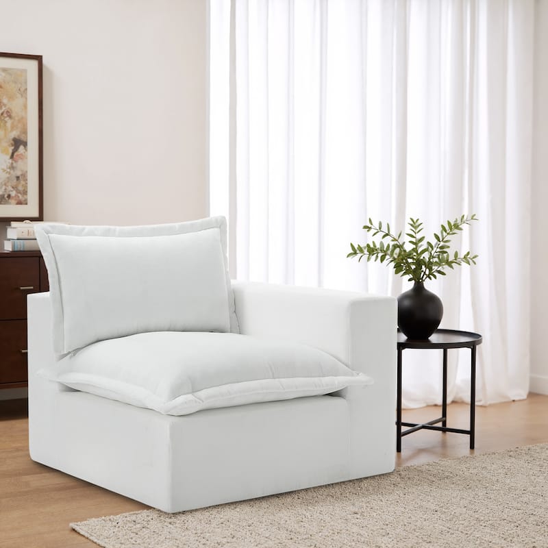 42"W Chenille Upholstered No Assembly Corner Chair