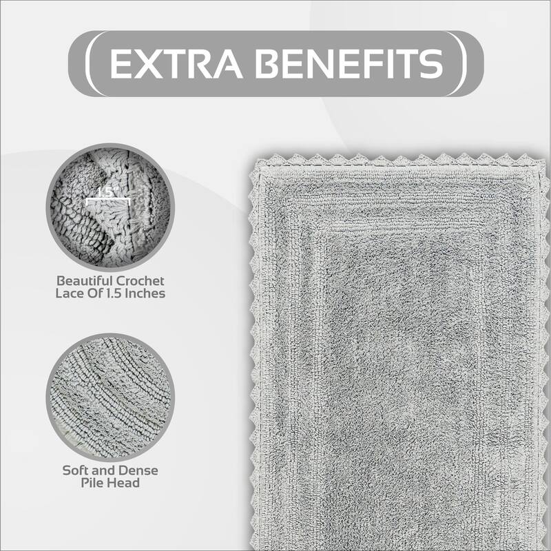 Better Trends Bath Rugs Set 100% Cotton Soft & Water Absorbent Tufted Bathroom Rug for Shower, Sink Bath Mats Lilly Crochet