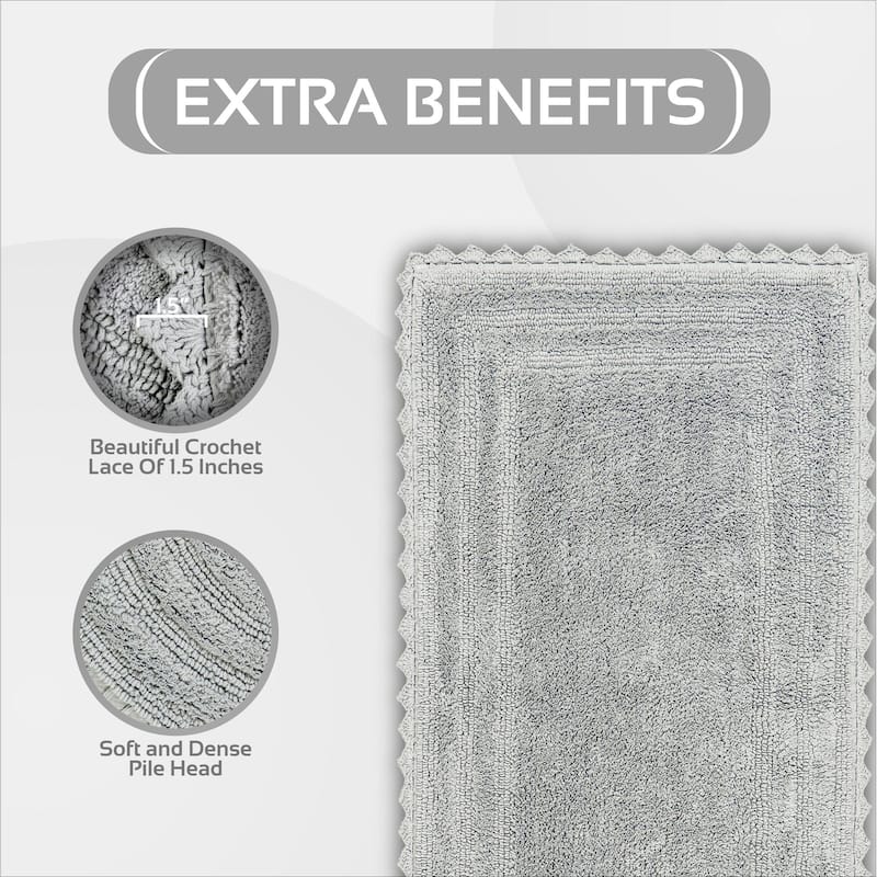 Better Trends Bath Rugs 100% Cotton Soft & Water Absorbent Reversible Tufted Bathroom Rug for Shower, Sink Mats Lilly Crochet