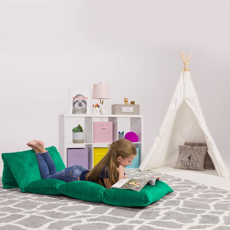 Kids Floor Pillow Cover,Premium Cushion and Lounger Covers for Pillows - Stuff w/ Queen Pillows - Cozy Soft - Teal