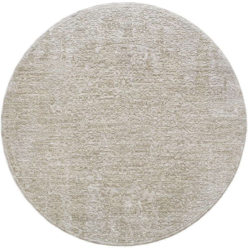Livabliss Masterpiece Casual Medallion Area Rug - Medium Gray - 6'7" x 6'7" Round