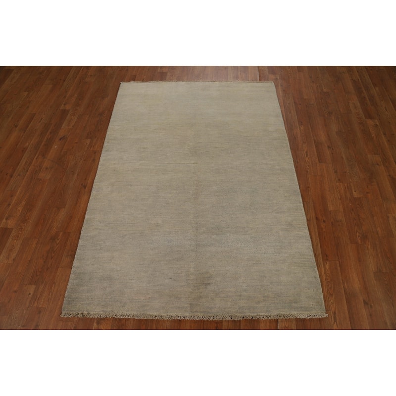 Modern Gabbeh Accent Rug Handmade Wool Carpet - 4'0"x 5'9"