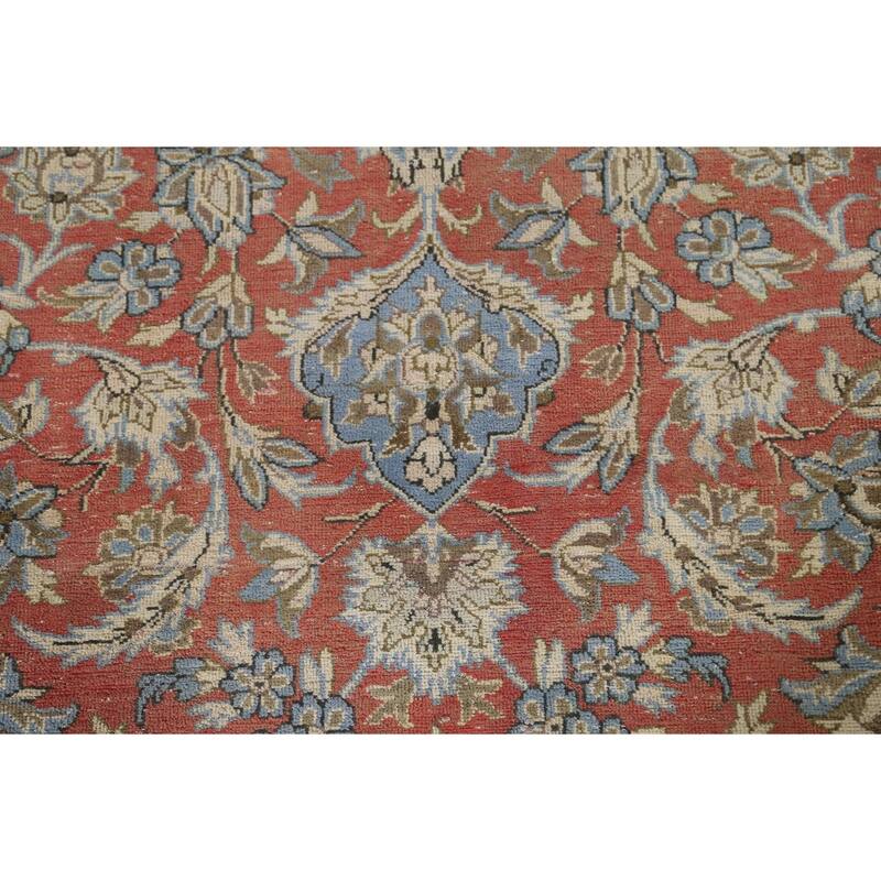 Hand Knotted Oriental 100% Wool Carpet Traditional Floral Red Kashan Area Rug - 12' 5'' X 9' 5''