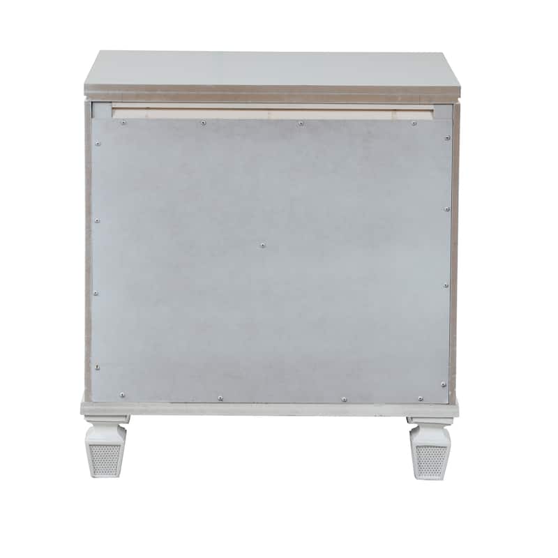 Crystal Nightstand Made with Wood Finished in White