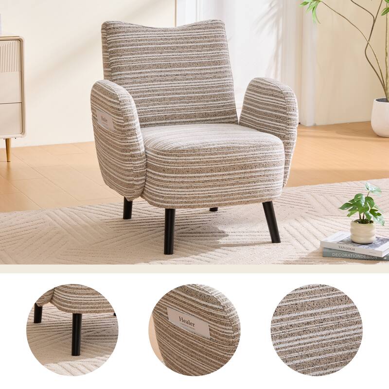 Modern style armchair with sanded fabric