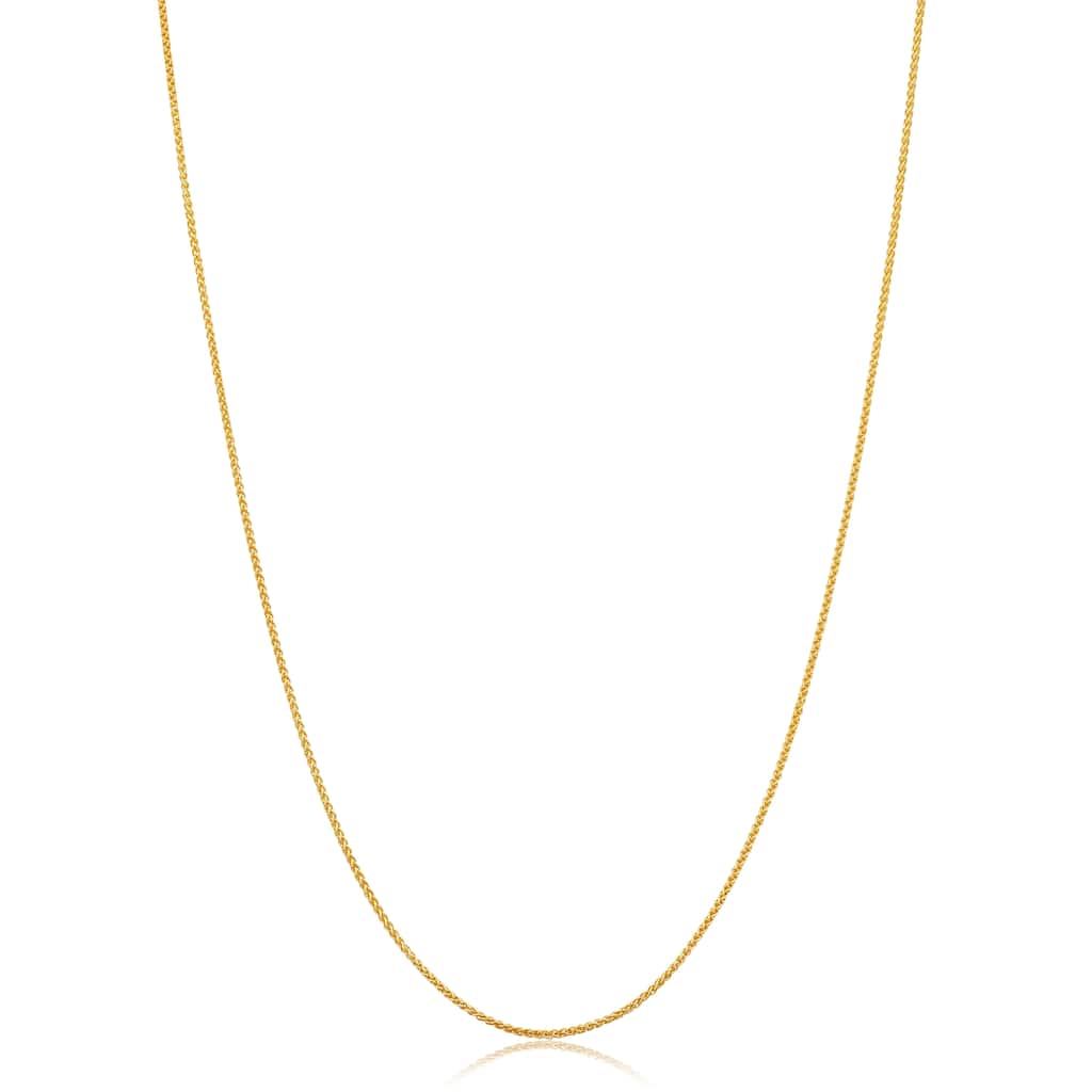 14k Yellow Gold Filled 0.8 mm Round Wheat Chain Necklace for Women (14 - 30 inches)