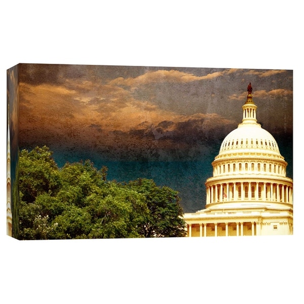 PTM Images 9-101703 PTM Canvas Collection 8" x 10" - "Capitol With Trees 2" Giclee Capitol Building Art Print on Canvas