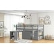 preview thumbnail 38 of 49, Low Study Twin Loft Bed with Cabinet and Rolling Portable Desk, White