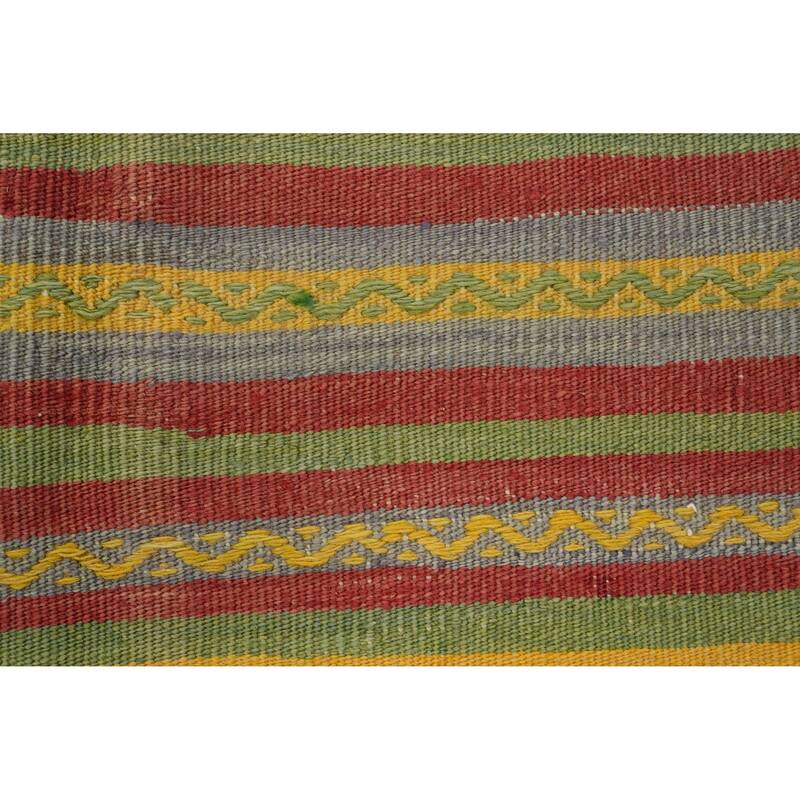 Hand Woven Oriental 100% Wool Carpet Southwestern Geometric Multi-Colored Kilim Area Rug - 8' 9'' X 5' 5''
