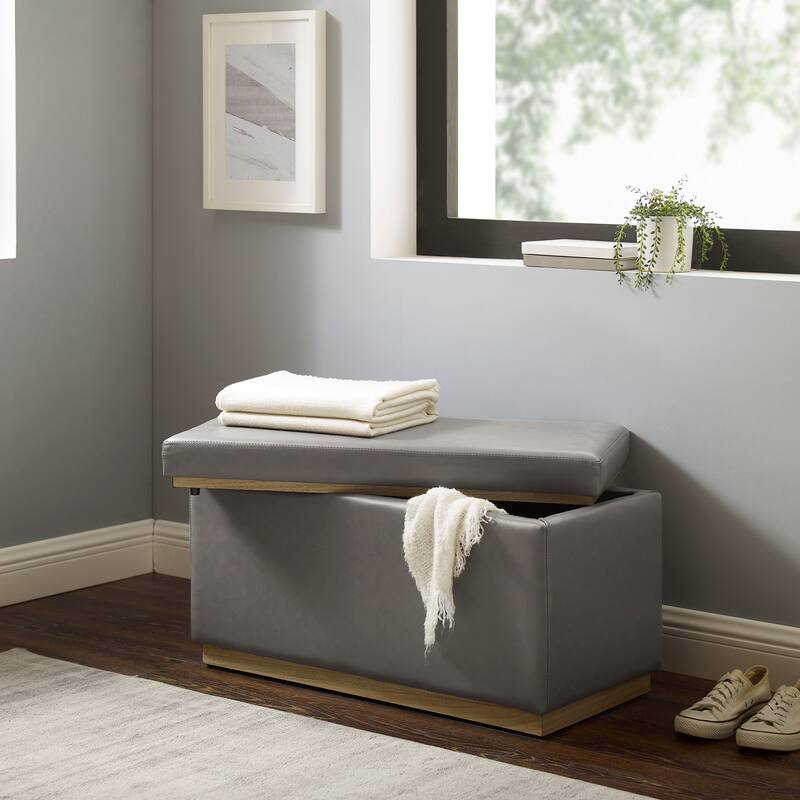 Rue Faux Leather Rectangle Storage Ottoman