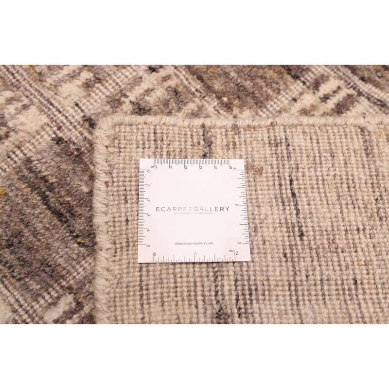 ECARPETGALLERY Hand Loomed Elysian Taupe Wool Rug - 8'1 x 11'8