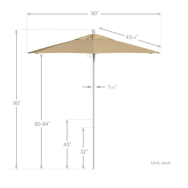 California Umbrella 75' Venture Series Patio Umbrella, White Aluminum Pole Fiberglass Ribs Push Lift Sunbrella