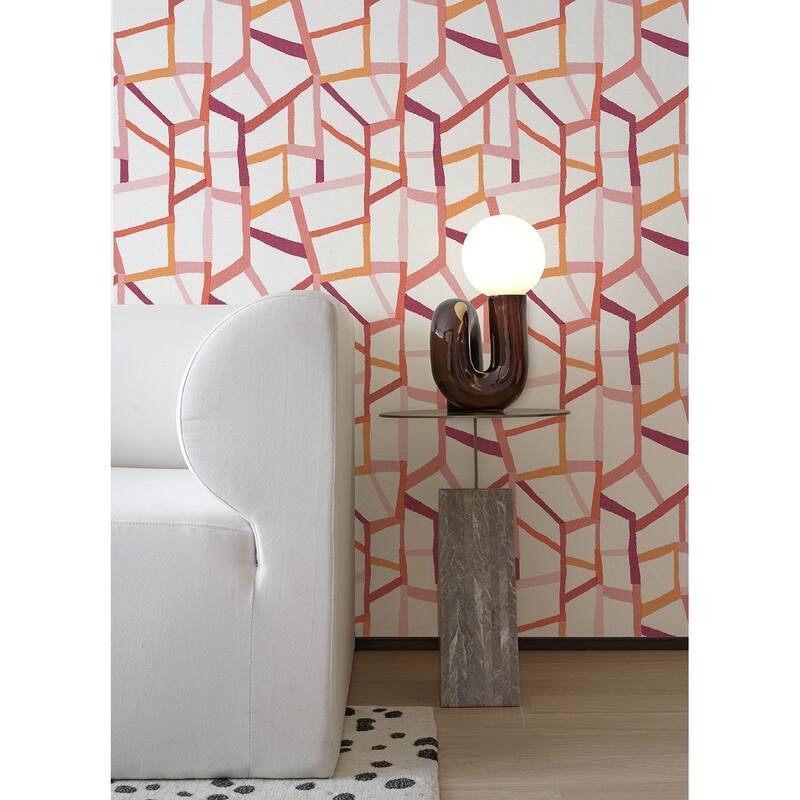 A-Street Prints Tate Pink Geometric Linen Wallpaper