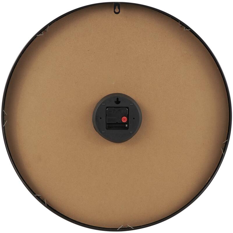 Brown Dried Plant Coiled Decorative Wall Clock with Black Metal Frame