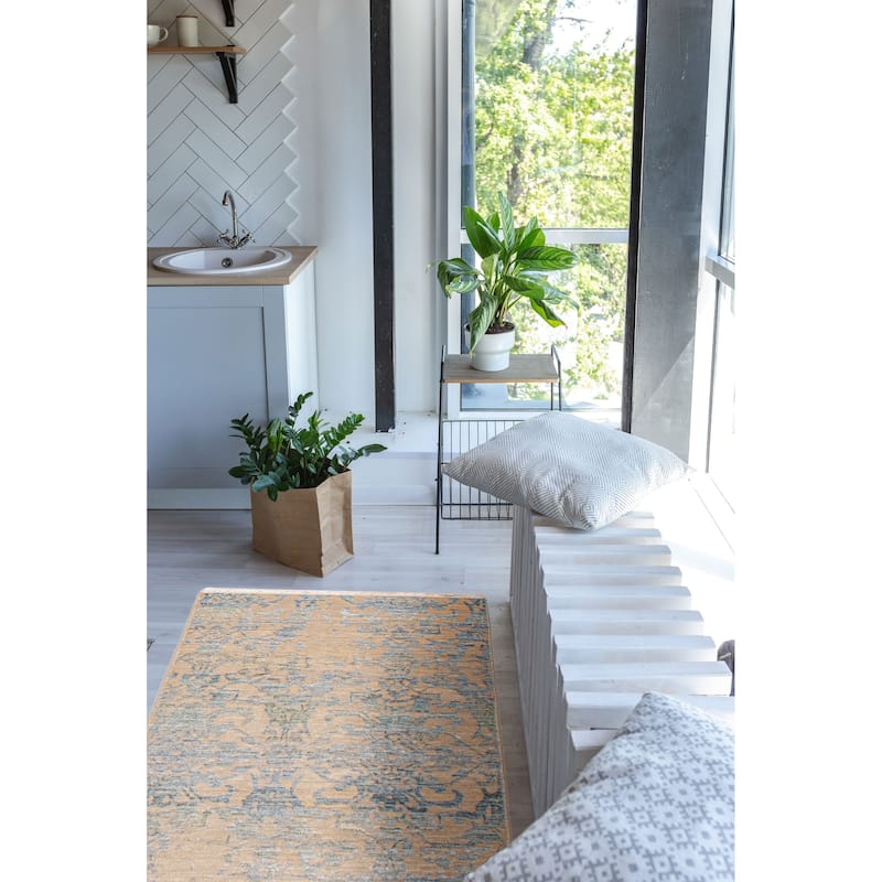ECARPETGALLERY Hand-knotted Heritage Khaki Silk, Wool Rug - 2'6 x 6'11