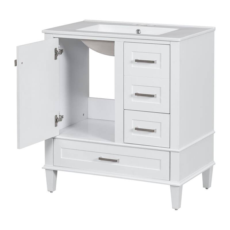 30" Elegantly Modern Bathroom Vanity with Sink Combo Set and 1 Soft Closing Door and 3 Drawers
